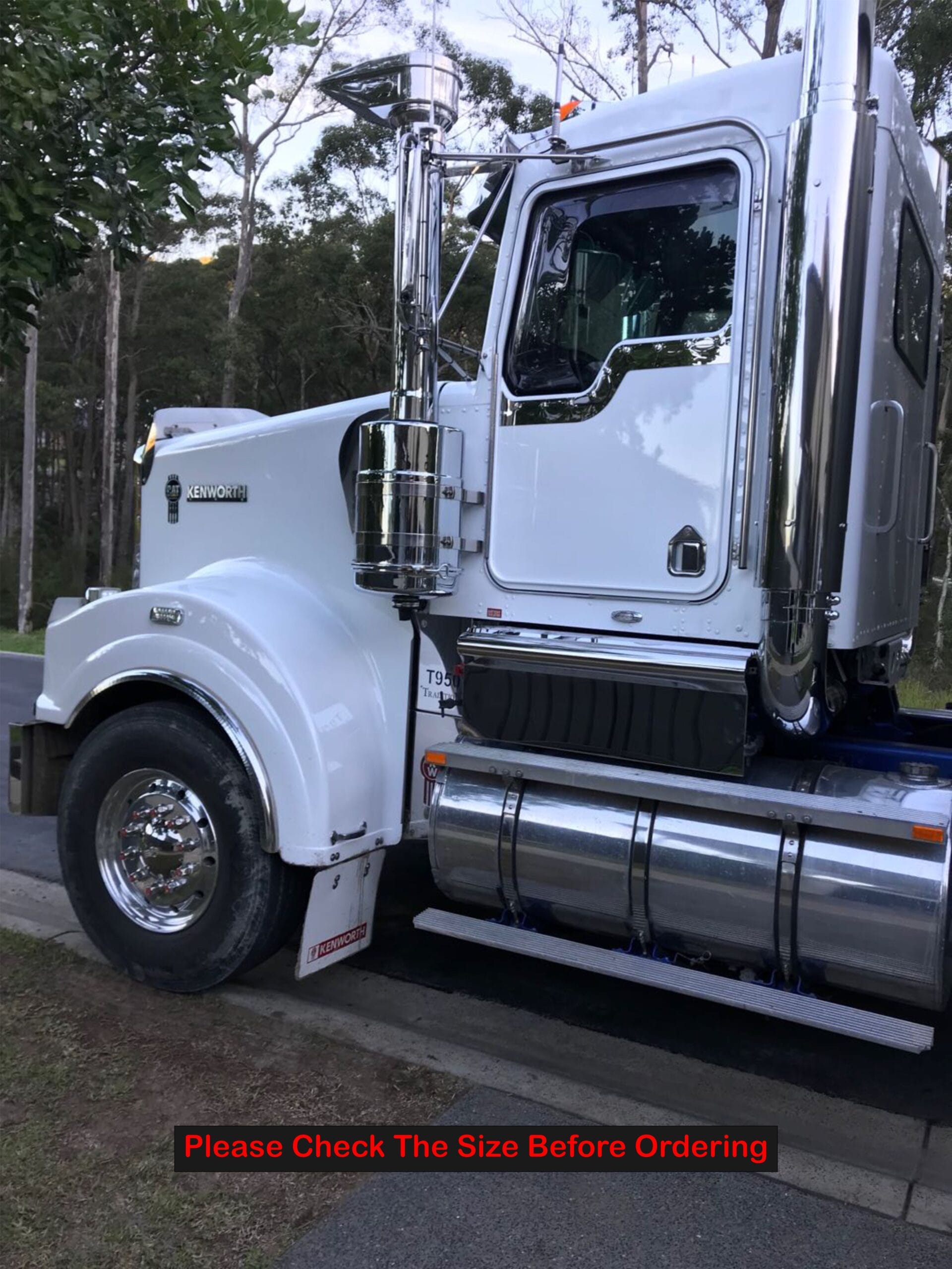 Stainless Steel Battery Box Cover To Suit Kenworth T950 Day Cab  Round Tank