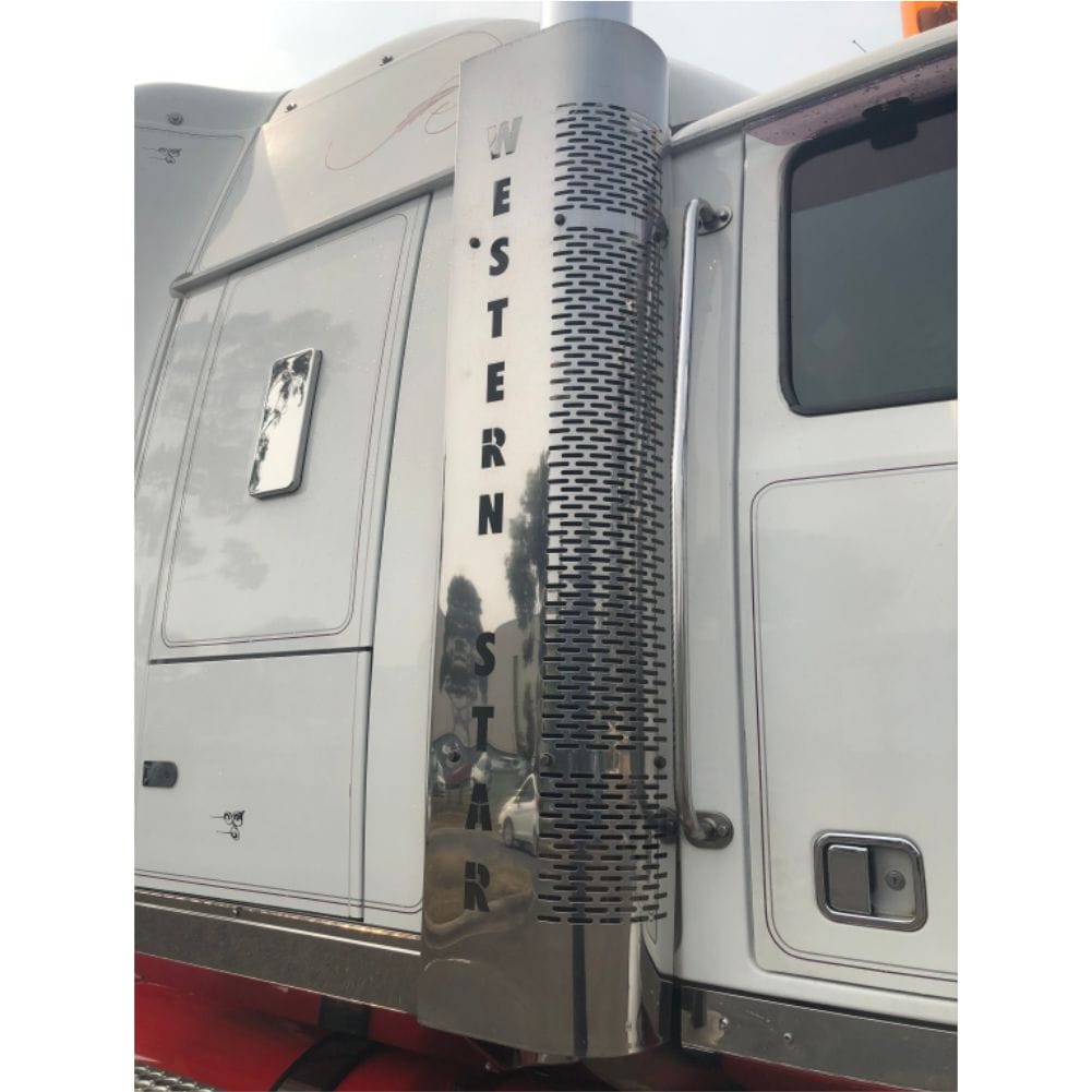 Stainless Steel  Exhaust Shroud Right To Suit Western Star With Text